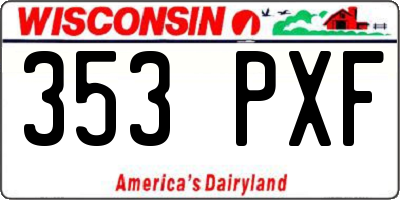 WI license plate 353PXF