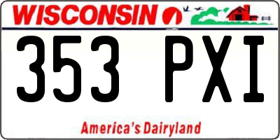 WI license plate 353PXI