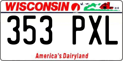 WI license plate 353PXL