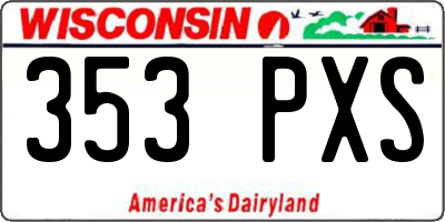 WI license plate 353PXS