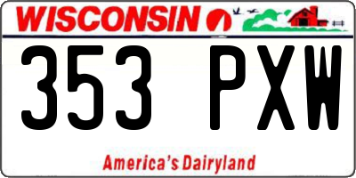 WI license plate 353PXW