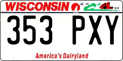 WI license plate 353PXY