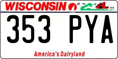 WI license plate 353PYA