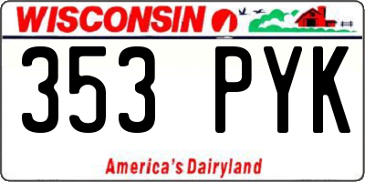 WI license plate 353PYK