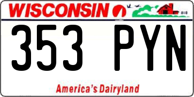 WI license plate 353PYN