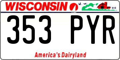 WI license plate 353PYR