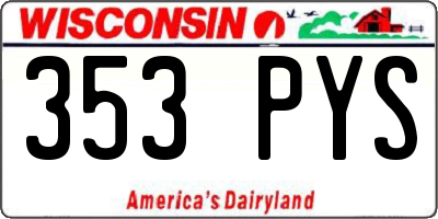 WI license plate 353PYS