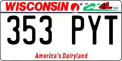 WI license plate 353PYT