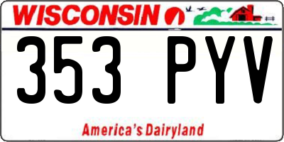 WI license plate 353PYV