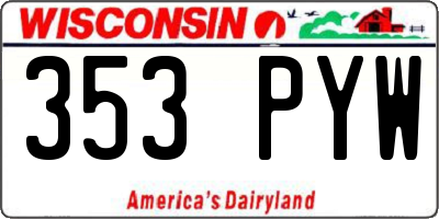 WI license plate 353PYW
