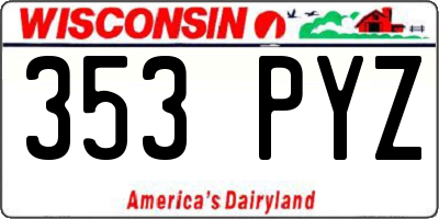 WI license plate 353PYZ