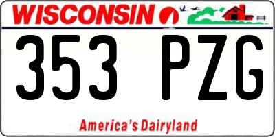 WI license plate 353PZG