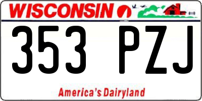 WI license plate 353PZJ