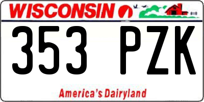 WI license plate 353PZK