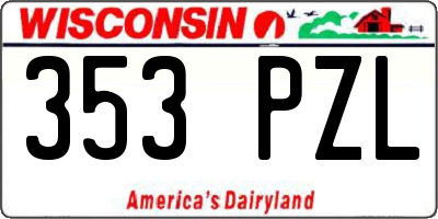 WI license plate 353PZL