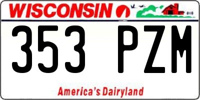 WI license plate 353PZM