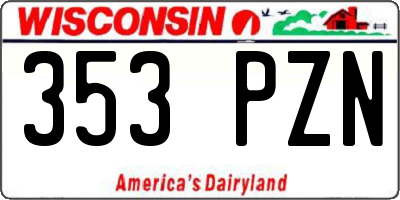 WI license plate 353PZN
