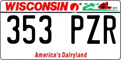 WI license plate 353PZR