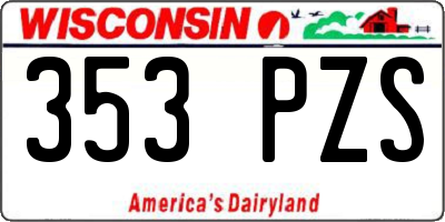 WI license plate 353PZS