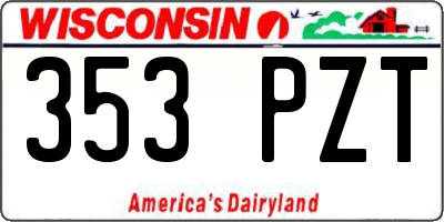 WI license plate 353PZT