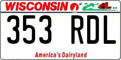 WI license plate 353RDL