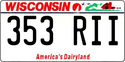 WI license plate 353RII