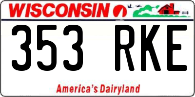 WI license plate 353RKE