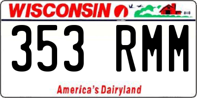 WI license plate 353RMM
