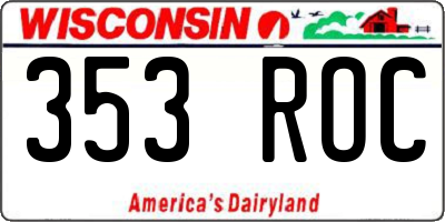 WI license plate 353ROC