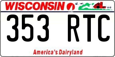 WI license plate 353RTC