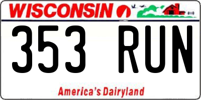 WI license plate 353RUN