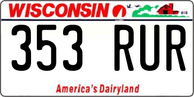 WI license plate 353RUR