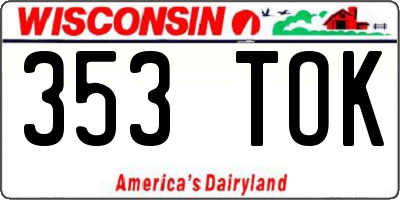 WI license plate 353TOK