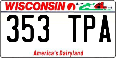 WI license plate 353TPA