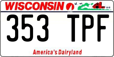 WI license plate 353TPF