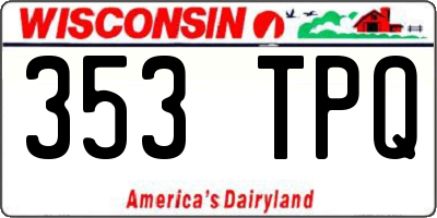 WI license plate 353TPQ