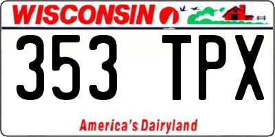 WI license plate 353TPX