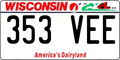 WI license plate 353VEE