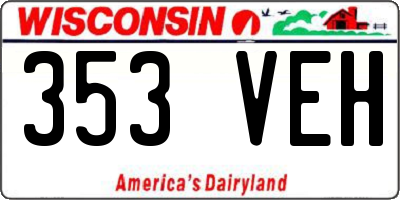WI license plate 353VEH