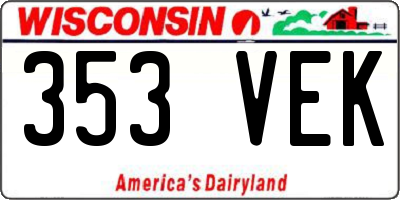 WI license plate 353VEK