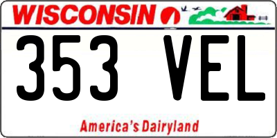 WI license plate 353VEL