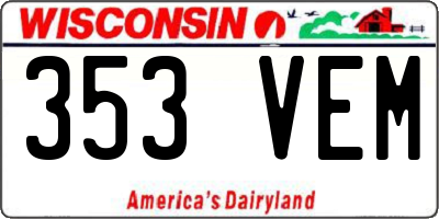 WI license plate 353VEM