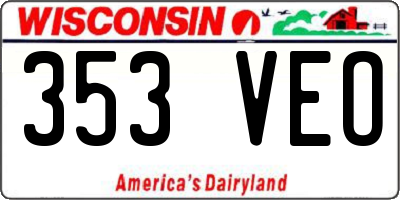 WI license plate 353VEO