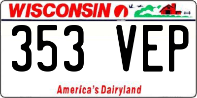 WI license plate 353VEP