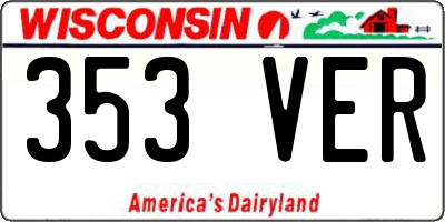 WI license plate 353VER
