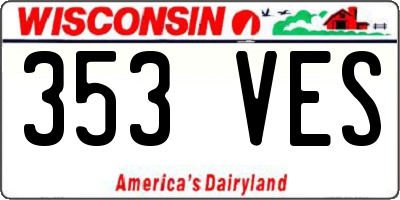 WI license plate 353VES