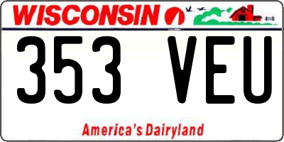 WI license plate 353VEU