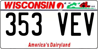 WI license plate 353VEV
