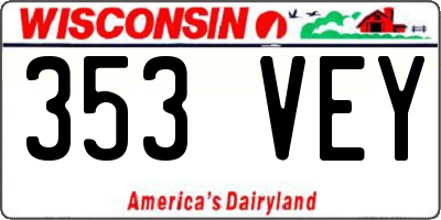 WI license plate 353VEY