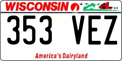 WI license plate 353VEZ